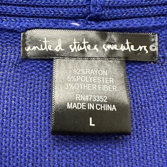 Blue Sparkle Cardigan Size Large Corpcore Office siren - Picture 3 of 7